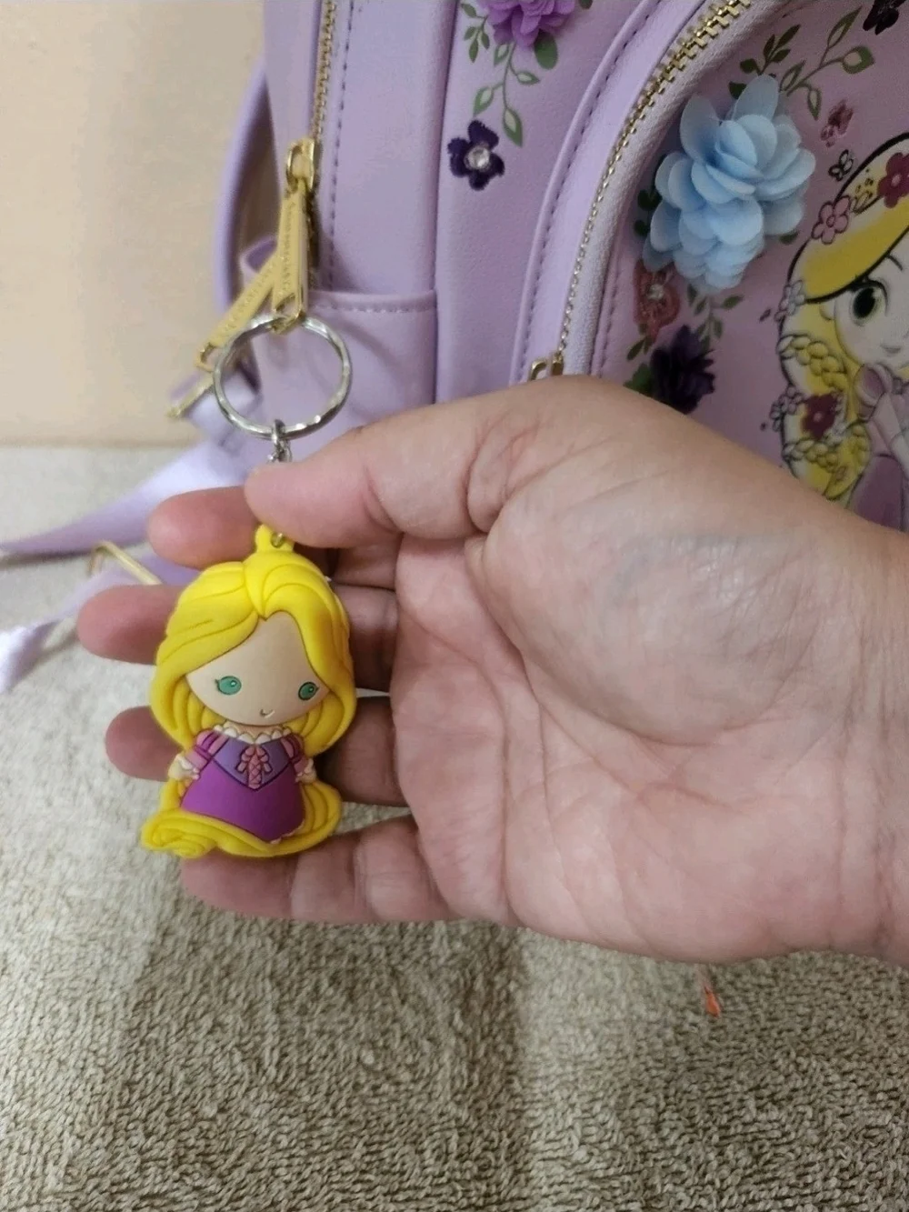Loungefly Kids Lavender Rapunzel Floral Mini Backpack with Charm
